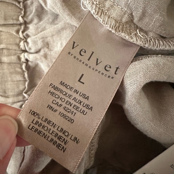 Anthropologie Velvet by Graham & Spencer Lola Tan 100% linen Pants size L NWT - Picture 8 of 11